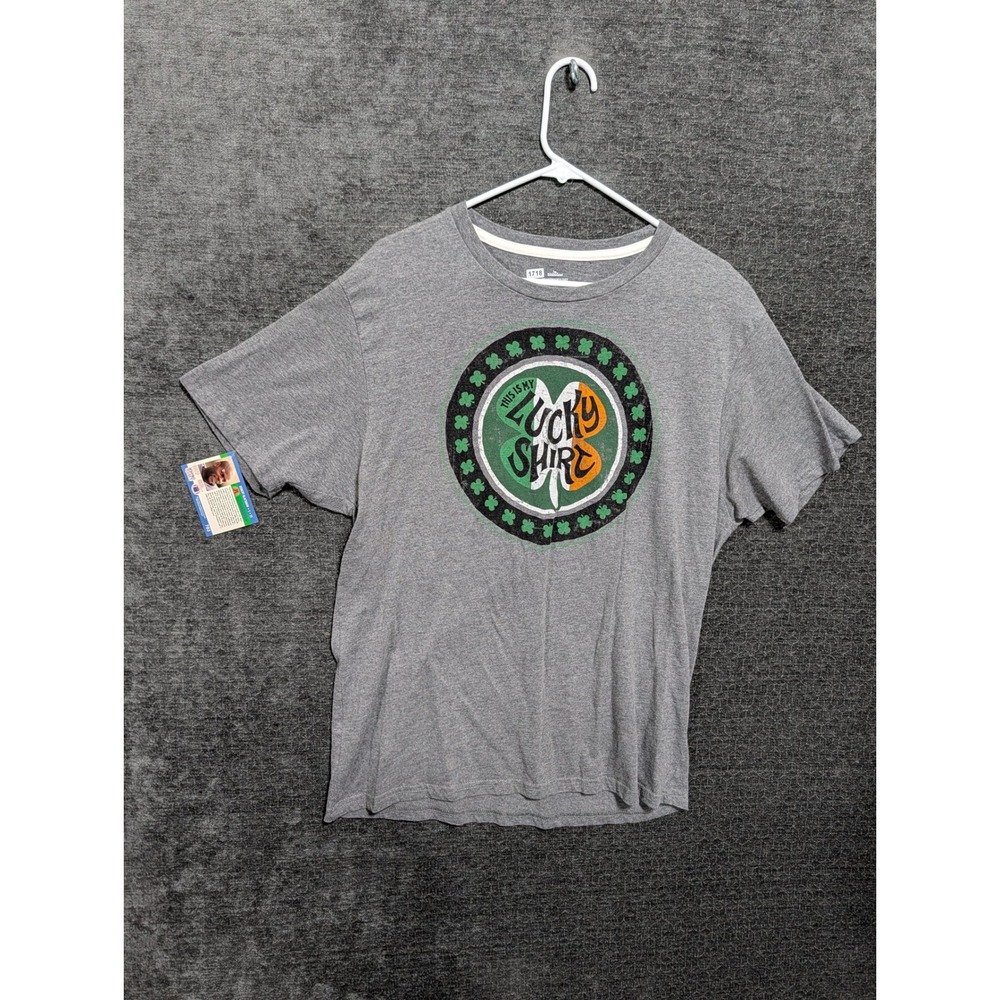 Way to Celebrate St Patricks Day Lucky Shirt Graphic Tee Gray Mens Large L